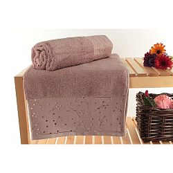 Sada 2 pudrově růžových osušek Tomur Dusty Rose, 90 x 150 cm
