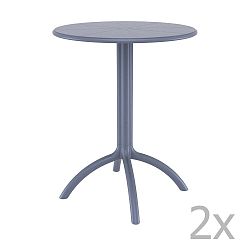 Sada 2 šedomodrých kulatých zahradních stolků Resol Octopus, ⌀ 60 cm