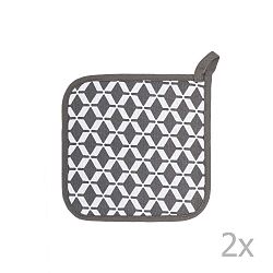 Sada 2 šedých bavlněných chňapek Tiseco Home Studio Square