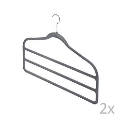 Sada 2 šedých věšáků na kalhoty Domopak Velvet Hangers