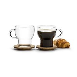 Sada 2 skleněných šálků s podtácky Sagaform Nature, 250 ml