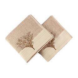 Sada 2 světle hnědých bavlněných ručníků Infinity, 50 x 90 cm