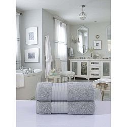 Sada 2 světle šedých bavlněných osušek Uni, 70 x 140 cm