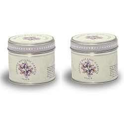Sada 2 svíček v plechovce s vůni fialy Bahoma London Fragranced, 35 hodin hoření