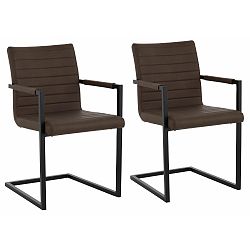 Sada 2 tmavě hnědých jídelních židlí s područkami Støraa Sandra