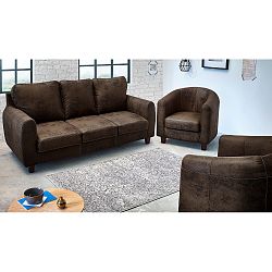 Sada 2 tmavě hnědých křesel s 3místnou pohovkou Bobochic Felicita