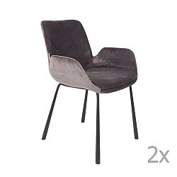 Sada 2 tmavě šedých židlí s područkami Zuiver Brit