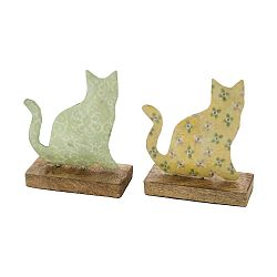 Sada 2 velkých dekorací z posmaltovaného kovu s motivem kočičky Ego Dekor, 17 x 18,5 cm