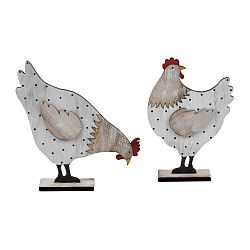 Sada 2 velkých dřevěných dekorací ve tvaru slepiček Ego Dekor, 26 x 27 cm