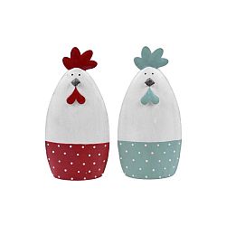 Sada 2 velkých kovových dekorací ve tvaru kuřat Ego Dekor, 9,5 x 19,5 cm