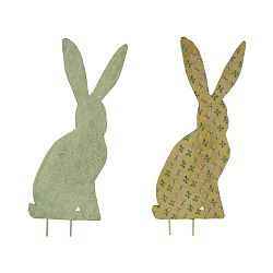 Sada 2 zápichů z posmaltovaného kovu s motivem zajíčka Ego Dekor, 12 x 36 cm