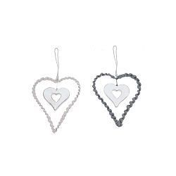 Sada 2 závěsných dekorací ve tvaru srdce Ego Dekor Heart, 19 x 17 cm