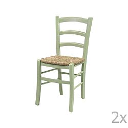 Sada 2 zelených jídelních židlí z masivního dřeva Evergreen House Straw