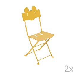 Sada 2 žlutých dětských kovových zahradních židlí Fermob Bistro Mickey Junior