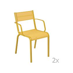 Sada 2 žlutých kovových zahradních židlí Fermob Oléron Arms