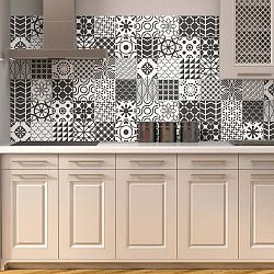 Sada 24 nástěnných samolepek Ambiance Wall Decal Cement Tile Gray Lindos, 10 x 10 cm