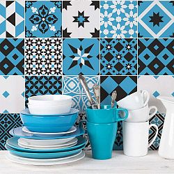 Sada 24 nástěnných samolepek Ambiance Wall Decal Cement Tiles Azulejos Ranjita, 15 x 15 cm