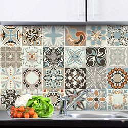 Sada 24 nástěnných samolepek Ambiance Wall Stickers Cement Tiles Rumba, 20 x 20 cm