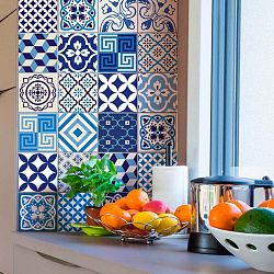 Sada 24 nástěnných samolepek Ambiance Wall Stickers Tiles Lendro, 15 x 15 cm