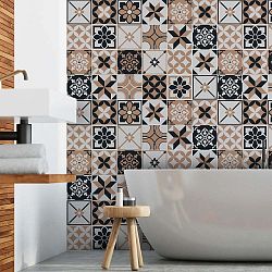 Sada 24 samolepek na stěnu Ambiance Azulejos Aldonio, 15 x 15 cm