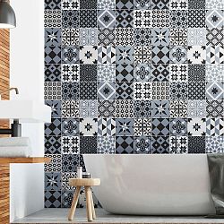 Sada 24 samolepek na stěnu Ambiance Azulejos Ronaldo, 15 x 15 cm