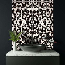 Sada 24 samolepek na zeď Ambiance Black and Gold Marble, 15 x 15 cm