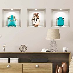 Sada 3 3D samolepek na zeď Ambiance Decorative Seaside Vases