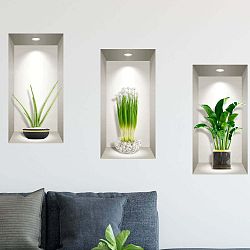 Sada 3 3D samolepek na zeď Ambiance Plants of the Tropics