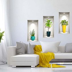 Sada 3 3D samolepek na zeď Ambiance Southern Plants