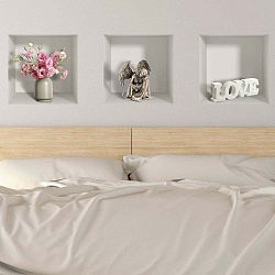 Sada 3 3D samolepek na zeď Ambiance Symbols of Love