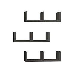 Sada 3 antracitových nástěnných polic U-Model Anthracite