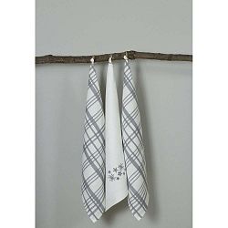 Sada 3 bílo-šedých kuchyňských utěrek My Home Plus Flowers, 50 x 70 cm