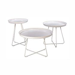 Sada 3 bílých kovových konferenčních stolků Nørdifra Pogorze