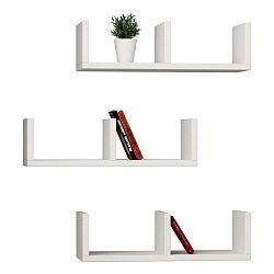 Sada 3 bílých nástěnných knižních polic Homemania U Model