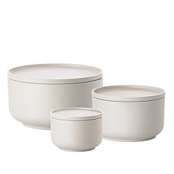 Sada 3 bílých servírovacích misek s víkem Zone Peili
