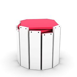 Sada 3 bílých stohovatelných odkládacích stolků s růžovým detailem Rafevi Hansel