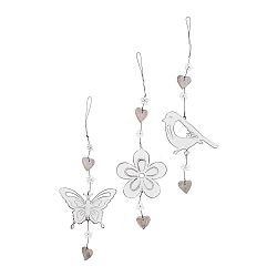 Sada 3 bílých závěsných dekorací s motivem jara Ego Dekor, 12 x 32 cm