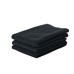 Sada 3 černých bavlněných kuchyňských utěrek Zone Prado, 27 x 27 cm