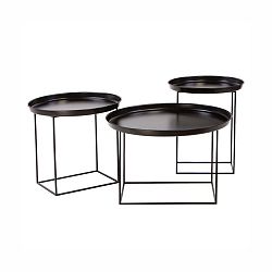 Sada 3 černých kovových konferenčních stolků Nørdifra Ramme