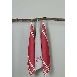 Sada 3 červeno-bílých kuchyňských utěrek My Home Plus Flowers, 50 x 70 cm