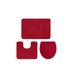 Sada 3 červených koupelnových předložek a toaletního potahu Confetti Ethnic Oyuklu, 40 x 50 cm