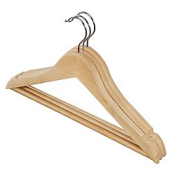 Sada 3 dřevěných dětských ramínek se zářezy a kalhotovou tyčí Domopak Living