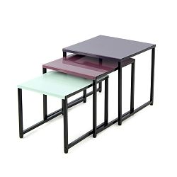 Sada 3 fialovo-zelených zásuvných odkládacích stolků 360 Living Milena