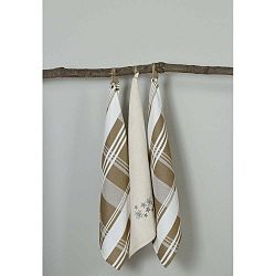 Sada 3 hnědo-bílých kuchyňských utěrek My Home Plus Flowers, 50 x 70 cm