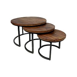 Sada 3 odkládacích stolků s deskou z mangového dřeva HMS collection