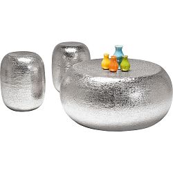 Sada 3 odkládacích stolků ve stříbrné barvě Kare Design Antico