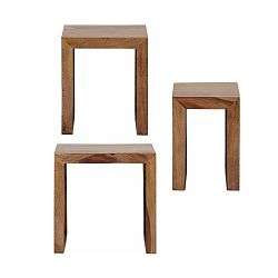 Sada 3 odkládacích stolků ze dřeva sheesham Støraa Leora