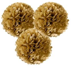 Sada 3 papírových dekorací Talking tables Pom Poms Gold, ⌀ 15 cm