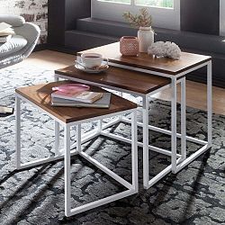 Sada 3 příručních stolků z masivního palisandrového dřeva Skyport Wohnling Bihta