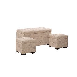 Sada 3 pufů s úložným prostorem Mauro Ferretti Paris